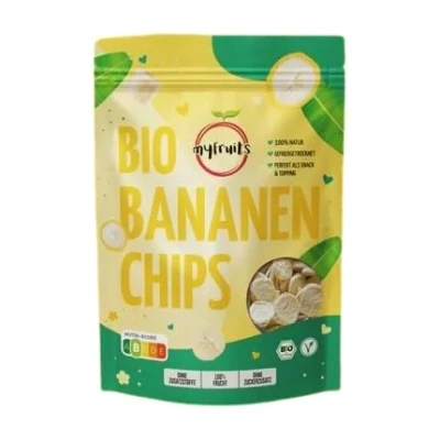 Abbildung von myfruits Bio Bananenchips, gefriergetrocknet, 85g, Fruchtchips, ohne Zusätze, 100% Bananen, Gefriergetrocknete Früchte für Müsli oder als Snack