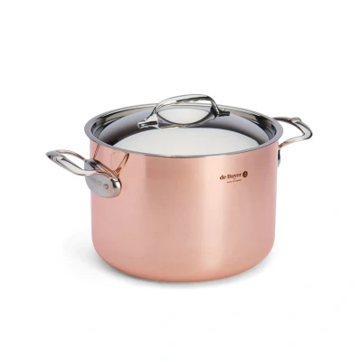 Abbildung von de Buyer Hoher Kochtopf aus Kupfer PRIMA MATERA mit Deckel Edelstahl 24 cm 6243.24