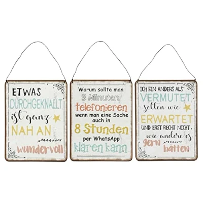 Abbildung von levandeo 3er Set Blechschilder H26cm Lustige Sprüche Bunt Wundervoll Wandbild Wanddeko Deko Geschenk