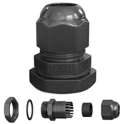 Abbildung von hb digital 1х Kabelverschraubung M20 für 6 12mm Kabeldurchmesser IP68 Staub &amp; wasserdicht mit Gummidichtung Gegenmutter Klemmlamellen Stopfbuchse Isolation Kabeleinführung Schwarz