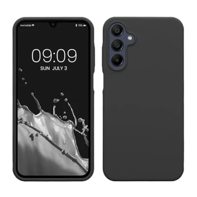 Abbildung von kwmobile Hülle kompatibel mit Samsung Galaxy A15 5G Silikon Handy Case Handyhülle weiche Oberfläche kabelloses Laden Dunkelgrau