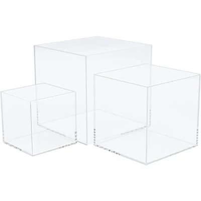 Abbildung von Cliselda 3 Stück Klare Acryl Vitrine Schaukasten, 5 seitige Transparent Acrylbox Plexiglas für Action Figuren Spielzeug, Figuren, Modellautos, MiniFiguren, Sammelfiguren