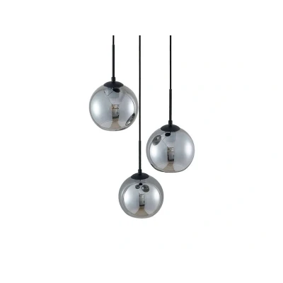 Abbildung von Lindby Hängeleuchte Jurian, dimmbar, Leuchtmittel nicht inklusive, Modern, Stahl, Glas, rauchglas, Schwarz, 3 flammig, E27, Deckenlampe