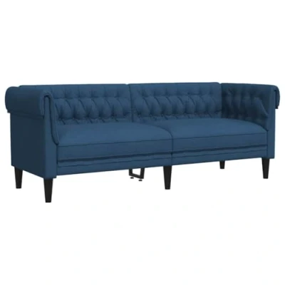 Abbildung von vidaXL Chesterfield Sofa, Polstersofa 3 Sitzer mit Stützbeinen, Loungesofa Designsofa für Wohnzimmer, Couch Wohnzimmersofa, Blau Stoff