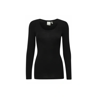 Abbildung von ICHI Ihzola Plain LS Langarmshirt, Damen, Größe: Large, Black