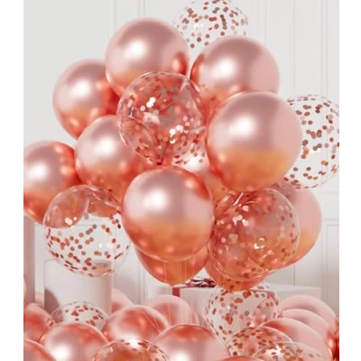 Abbildung von AULE Luftballons Rosegold Metallic Helium: 42 Stück 12 Zoll Rose Gold Konfetti Luftballon Latex Ballons Geburtstagsdeko Deko für Baby Shower Gender Reveal Graduation Geburtstag