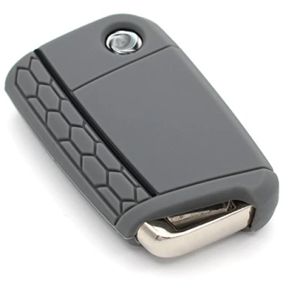 Abbildung von Schlüssel Hülle VB für 3 Tasten Auto Silikon Cover Schlüsselhülle Etui Schutzhülle (Aschgrau Schwarz)