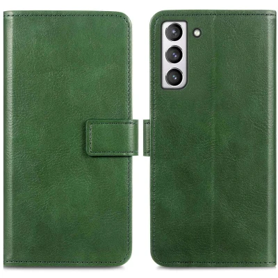 Abbildung von Samsung Galaxy S21 FE Hülle Kunstleder iMoshion Klapphülle Handyhülle Grün