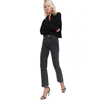 Abbildung von TRENDYOL Damen High Waist Bootcut &amp; Flared Jeans, Schwarz, 32