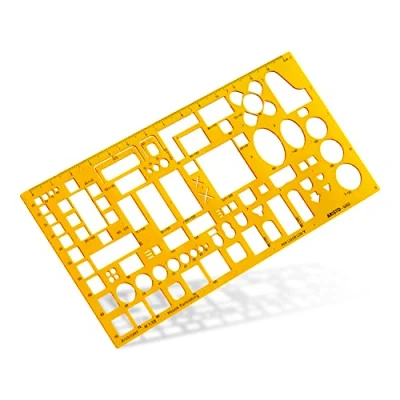 Abbildung von Aristo AR5063 Möblierungsschablone Architekt (1:50, Darstellung von Einrichtungsplänen, Tuschenoppen, formstabiler PET Kunststoff) orange transparent
