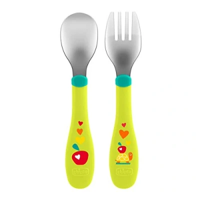 Abbildung von Chicco 00016102300000 Erstes Edelstahlbesteck Set, Neutral 18M+, weiß