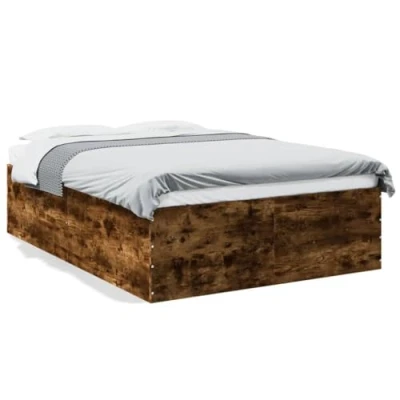 Abbildung von vidaXL Bettgestell, Bett Doppelbett für Schlafzimmer, Bettrahmen mit Lattenrost, Schlafzimmerbett Modernes Design, Räuchereiche 140x200cm Holzwerkstoff