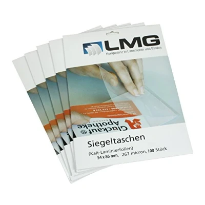Abbildung von LMG LMGKALT54X86 Laminierfolien Credit Card, 54 x 86 mm, 2 300 mic zum Kaltlaminieren, 100 Stück