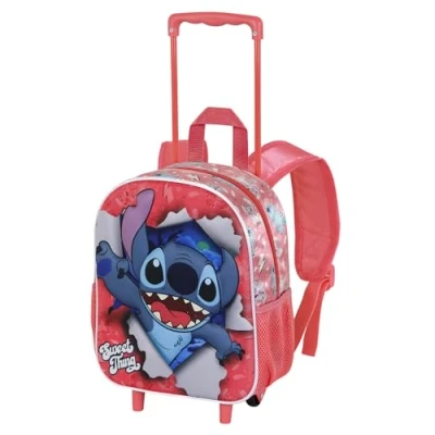 Abbildung von Lilo und Stitch Thing Kleiner 3D Rucksack mit Rädern, Rosa, 26 x 34 cm, Kapazität 12,5 L