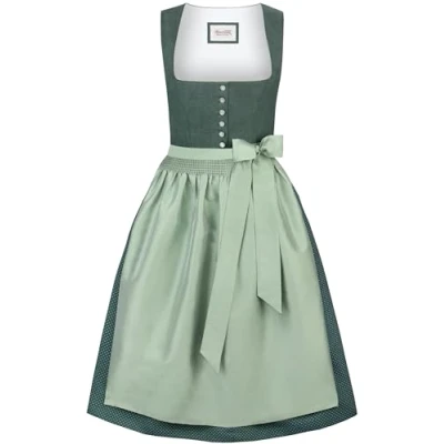 Abbildung von Stockerpoint Dirndl Trachtenkleid Sydney in Tannengrün Hochwertiges Leinenmieder mit Schürze