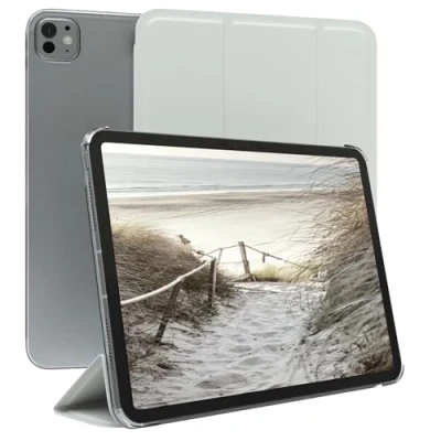 Abbildung von EAZY Case Schutzhülle mit Stifthalter für iPad Pro 11&quot; (2024) Hülle Smart Cover Tablet Smartcase zum Aufstellen Klapphülle Standfunktion Sleep Wake Up Funktion Tasche Kunstleder Weiß