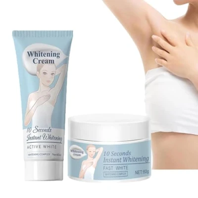 Abbildung von Body Whitening Cream, Aufhellungscreme für Damen, Creme zur Aufhellung Der Achseln, Aufhellende Hautcreme Achsel, Knie, Ellbogen, Innere Oberschenkel, Knie und Körper (60g + 60ml)
