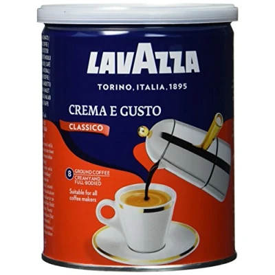 Abbildung von Lavazza, Crema e Gusto Classico, Gemahlener Kaffee, für Mokka Kanne oder Filterkaffee, Runder &amp; Einladender Geschmack, Intensität 7/10, Würzige Aromanoten, Arabica Robusta, Dunkle Röstung, 250 g