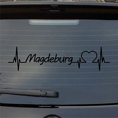 Abbildung von Hellweg Druckerei Magdeburg Herzschlag Puls Stadt Liebe Auto Aufkleber Sticker Heckscheibenaufkleber