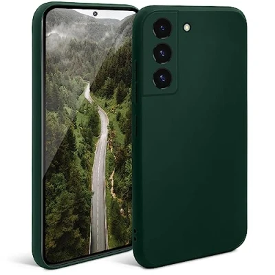 Abbildung von Moozy Minimalist Series Silikon Hülle für Samsung S22, Dunkelgrün Mattes Finish, Dünne, Leichte, Weiche TPU Handyhülle Schutzhülle Case Cover
