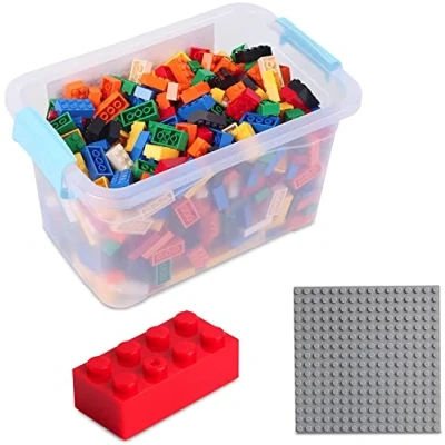 Abbildung von Katara Konstruktionsspielsteine Bausteine Box Set mit 520 Steinen + Platte Box, (3er Set), Bunt, 100% Kompatibel Sluban, Papimax, Q Bricks, LEGO®
