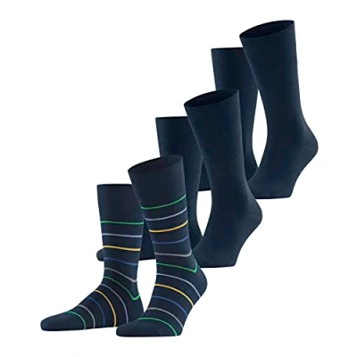 Abbildung von Esprit Herren Socken Multi Stripe 3 Pack, Nachhaltige Biologische Baumwolle, Paar, Blau (Marine 6120), 40 46