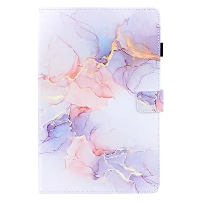 Abbildung von Tveinan Hülle Leder für Samsung Galaxy Tab S6 Lite 10.4 2020 SM P610 / P615 Tablette Schutzhülle, Pencil Halter Auto Schlaf/Wach Funktion 360 Grad Stoßfeste Klapphülle Case Weisser Marmor