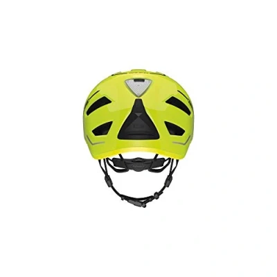 Abbildung von ABUS Stadthelm Pedelec 2.0 Fahrradhelm mit Rücklicht und Regenhaube für den Stadtverkehr Damen Herren Gelb, Größe M
