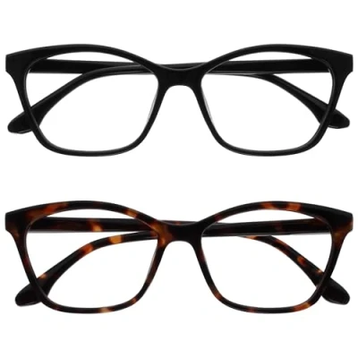 Abbildung von OPULIZE KAT Lesebrille 2er Pack Cat Eye Katzenaugen Fassung Schwarz, Braun Herren &amp; Damen Federscharniere RR59 12 +1.50