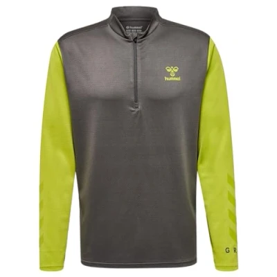 Abbildung von Hummel Hmlongrid 1/2 ZIP POLY Langarmshirt, Herren, Größe: XXL, Forged iron dark citron