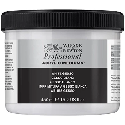 Abbildung von Winsor &amp; Newton 3050920 Weisses Gesso, Grundierung für Acrylfarben, Ölfarben, Alkydfarben 450ml Topf