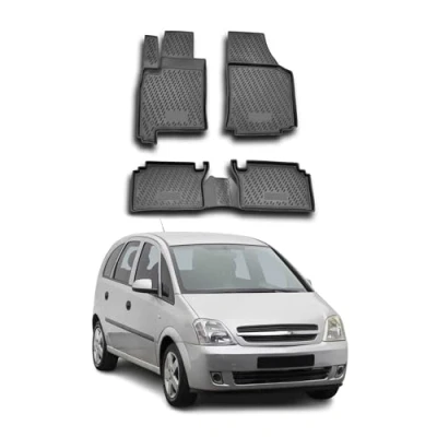 Abbildung von OMAC Gummimatten Fußmatten kompatibel mit Opel Meriva 2003 2010 TPE Automatten Schwarz 4X