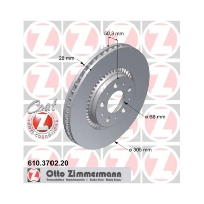 Abbildung von ZIMMERMANN COAT Z 610.3702.20 Bremsscheibe 305 28 10/5 5 108 außenbelüftet beschichtet VOLVO: V70 2, S60 I, S80 I