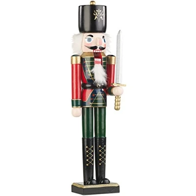 Abbildung von infactory Nussknacker Figur: Handbemalter Deko Soldat aus Holz, 48,5 cm (Deko Nussöffner für Weihnachten, Weihnachtsdeko Nussknacker, Figuren)