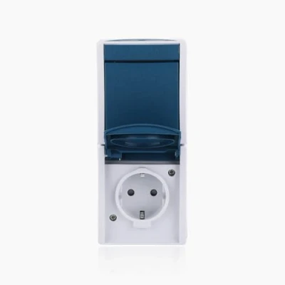 Abbildung von Busch Jaeger 2601/6/20 EBW 53 Kombination SCHUKO® Steckdose, mit Wippschalter erh. Berührungsschutz (Thermoplast) Grau ocean® (IP 44) 2CKA001684A0330