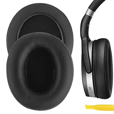 Abbildung von Geekria QuickFit Protein Leder Ersatz Ohrpolster für Sennheiser HD465, HD485, Kopfhörer Ohrpolster, Headset Reparaturteile (schwarz)