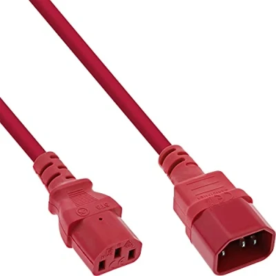 Abbildung von InLine® Kaltgeräteverlängerung, C13 auf C14, rot, 1m