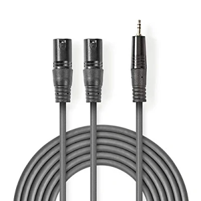 Abbildung von Nedis XLR Audiokabel, 2X 3 Pin Stecker 3,5mm Stecker, dunkelgrau, 1,5m