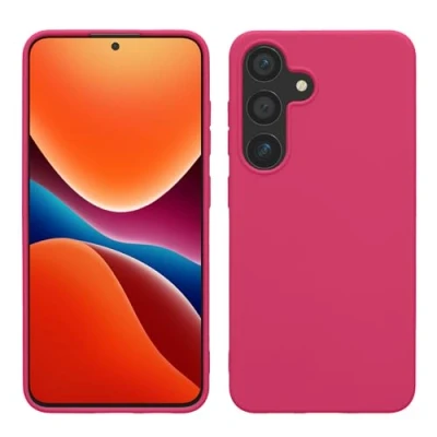 Abbildung von kwmobile Hülle kompatibel mit Samsung Galaxy S24 TPU Silikon Handyhülle weich schlank Case stoßabsorbierend flexibel kabelloses Laden Neon Pink
