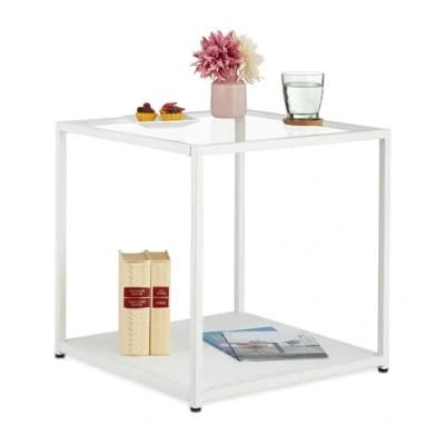 Abbildung von relaxdays Beistelltisch Quader mit Glas