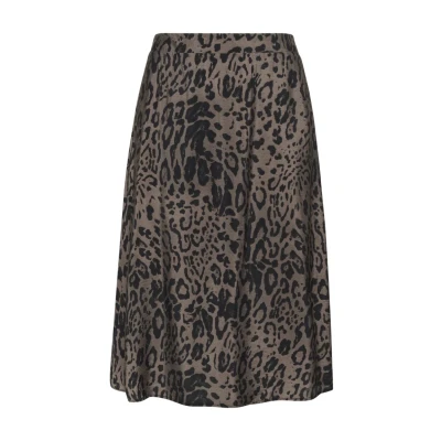Abbildung von Kaffe Curve JOLA Alinienrock, Damen, Größe: 50, Major brown black leopard