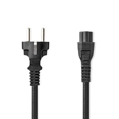 Abbildung von NEDIS Stromkabel Schutzkontaktstecker IEC 320 C5 gerade Vernickelt 2.00 m rund PVC Schwarz Plastikbeutel