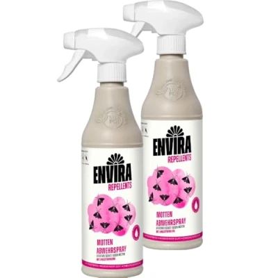 Abbildung von Envira Motten Abwehrspray 2 x 500 ml Spray mit Langzeitwirkung gegen Motten, Kleidermotten &amp; Lebensmittelmotten Mottenschutz für Kleiderschrank Mittel in der Wohnung