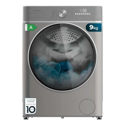 Abbildung von Cecotec Frontlader Waschmaschine 9kg Bolero DressCode 9800 Inverter Steel, 1400U/min, Energieeffizienzklasse A, 16 Prog, Plus Motor, SteamMax, OnSmart, SpaCare, Fuzzy Logic, XXL Touchdisplay