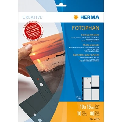 Abbildung von HERMA Fotophan Sichthüllen 10x15cm hoch schwarz VE=10 Hüllen