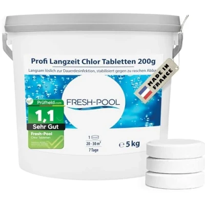 Abbildung von Fresh Pool Poolpflege Profi Langzeit Chlor Tabletten 200g 5 kg