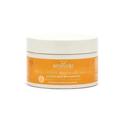 Abbildung von Maternatura, Nachsorge Maske mit Maracuja, spendet Feuchtigkeit und Elastizität für die Haare nach der Sonnenexposition, Bio Beauty Routine Strandhaar, zertifiziert, Made in Italy 200 ml