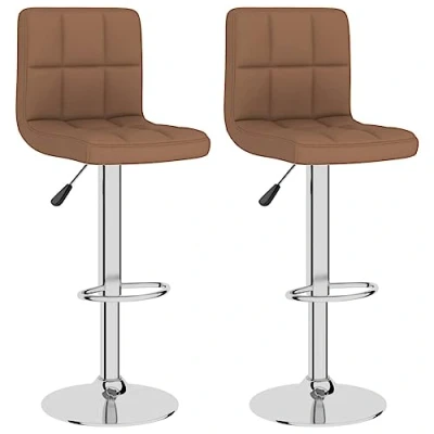 Abbildung von vidaXL 2X Barhocker Höhenverstellbar Drehbar Küchenhocker Barstuhl Tresenhocker Thekenhocker Tresenstuhl Bistrohocker Bar Stuhl Hocker Braun Stoff