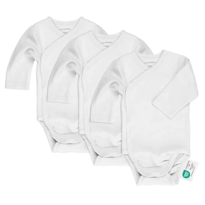 Abbildung von LaLoona Body Weiß Gr. 62/68 (3er Pack) Wickelbody Langarm 3er Pack Baby Set aus Baumwolle Langarmbody