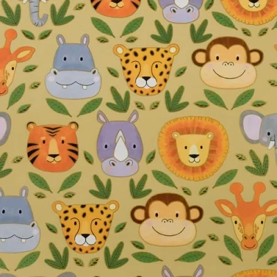 Abbildung von Geschenkpapier Wildtiere 70cm x 2m Rolle Geschenk Papier mit Tiere Motiv Geschenkpapierrolle für Kindergeburtstag Geburtstag Farbiges Packpapier &amp; Verpackungspapier Bunt